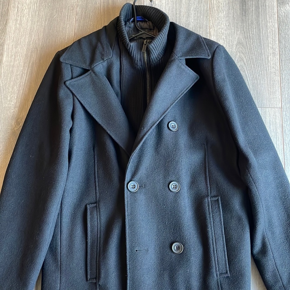 Kenneth Cole Men's Black Medium Pea Coat (like new).